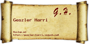 Geszler Harri névjegykártya